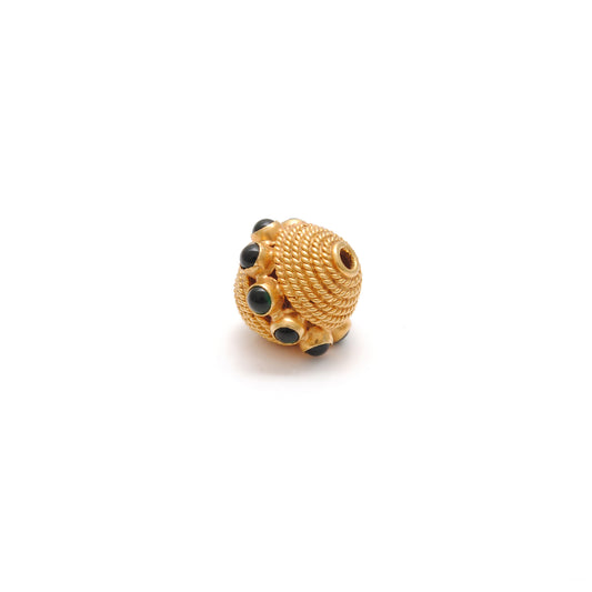 18K Gold Emerald Round Spacer Beads 12mm - view 3