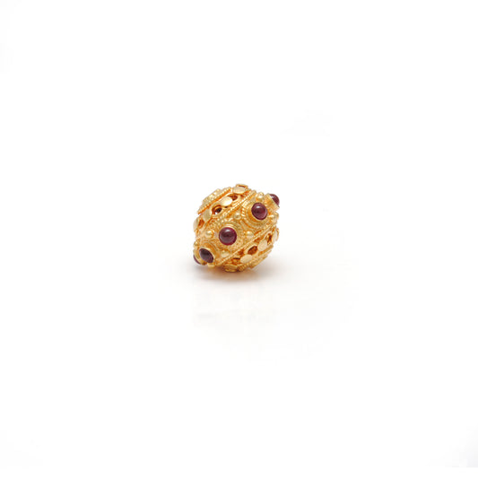 13X10MM 18 Carat Gold Ruby Round Spacer Beads Finding