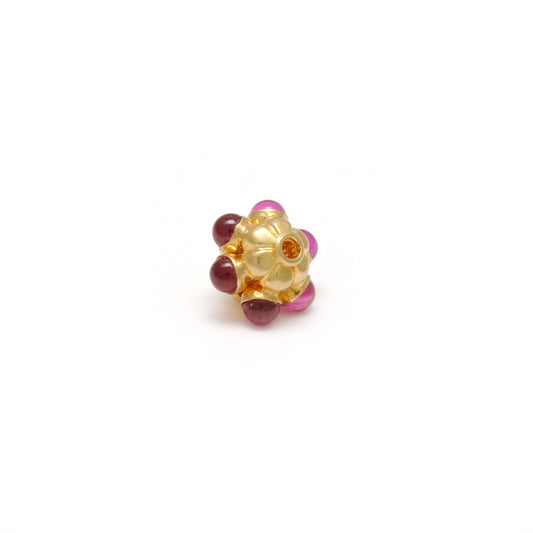 18 Karat Gold Ruby Flower Spacer Beads 8x7mm - view 3