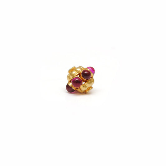 18 Karat Gold Ruby Flower Spacer Beads 8x7mm