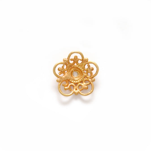 18 Carat Yellow Gold-Plated Handmade Bead Cap for Beads 10mm - view 3
