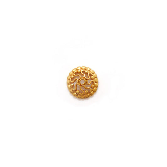 Solid 18K Yellow Gold-Plated Bead Cap for Jewelry Making Supplies