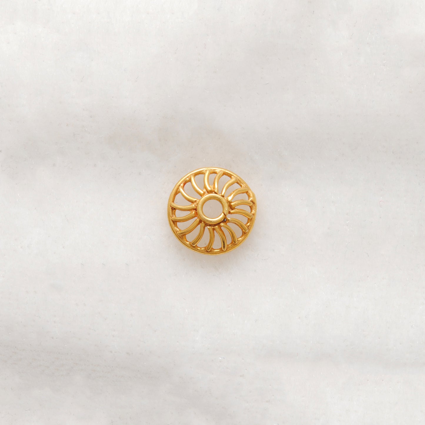 8mm 18K Gold Wheel Bead Cap Finding Jewelry Components with Unique Wheel Motif