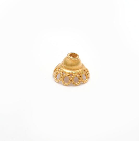 18K Yellow Gold-Plated Spacer Bead Cap 9mm - view 3