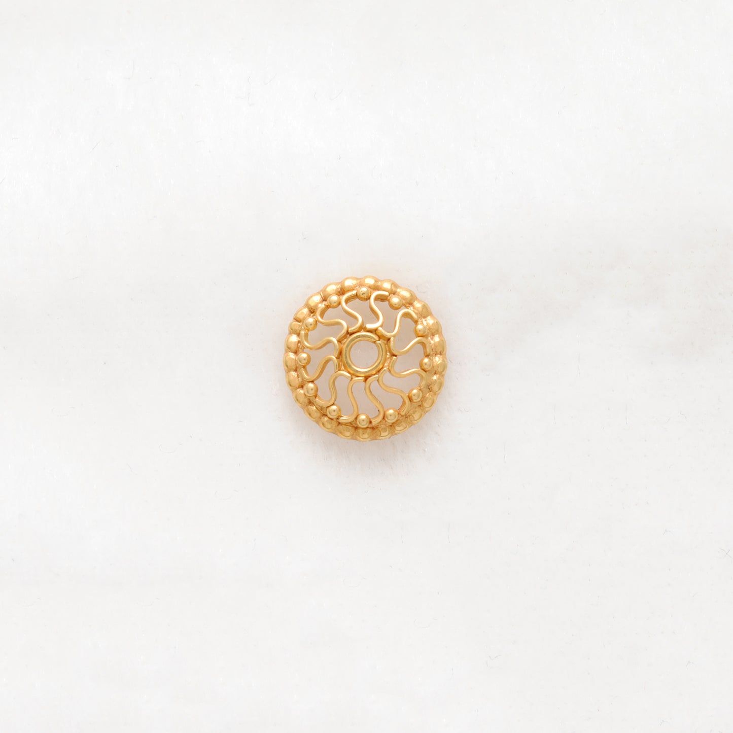 18KT Gold Wheel Spacer Bead Cap For Jewelry with Unique Wheel Motif
