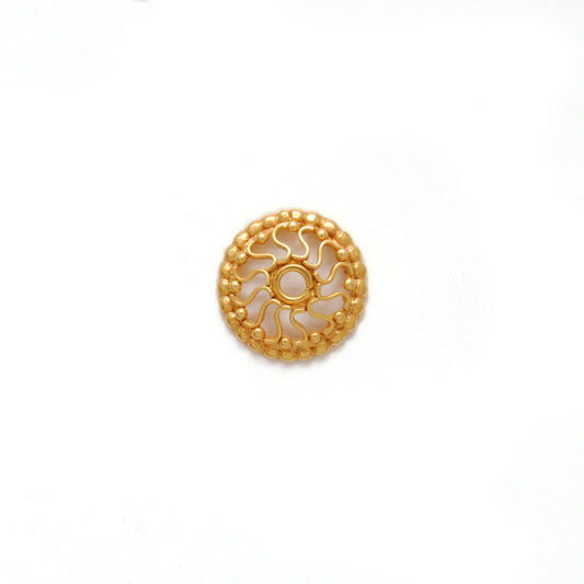18KT Gold Wheel Spacer Bead Cap For Jewelry with Unique Wheel Motif