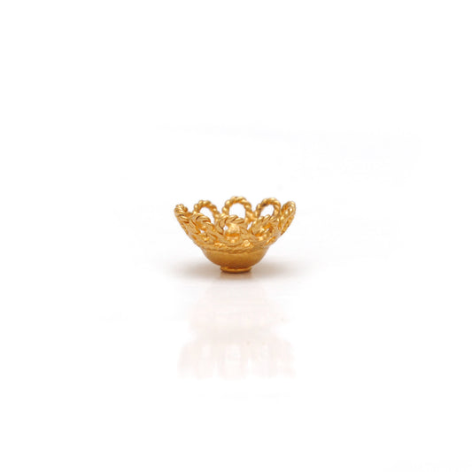 18 Carat Yellow Gold-Plated Round spacer Bead Cap Findings Findings 8mm - view 3