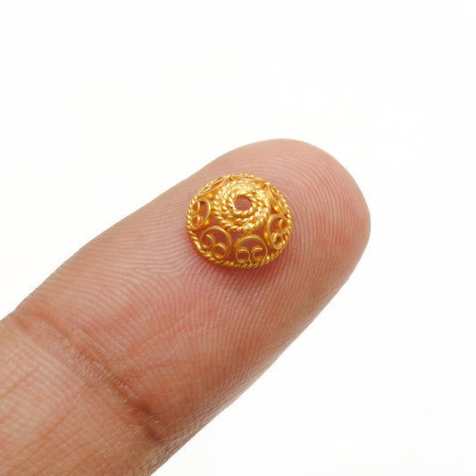 Jewelry Making Supplies 18 Carat Yellow Gold-Plated Spacer Bead Cap for Beads - view 3