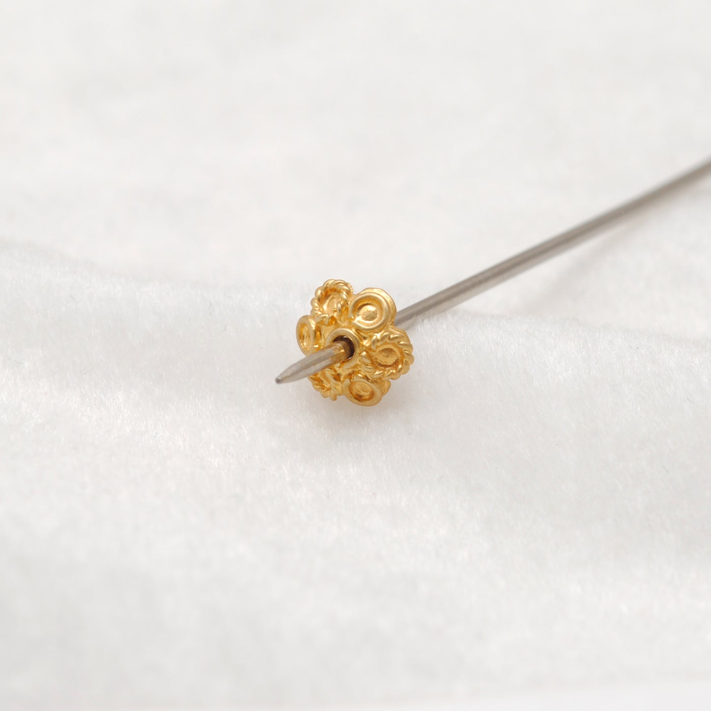 18 Karat Solid Yellow Gold-Plated Plain Bead Cap Supplies 6mm