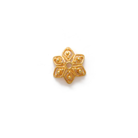 18K Yellow Gold-Plated Filigree Star Bead Cap Jewelry Finding 11mm