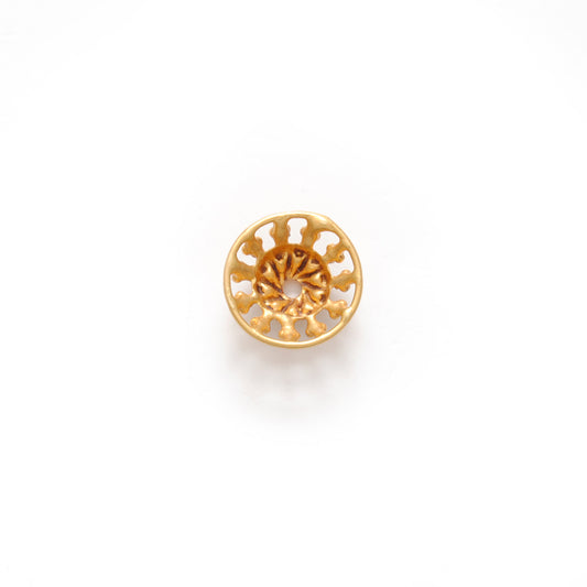 18KT Yellow Gold-Plated Round Bead Cap Findings For Jewelry 10mm - view 3