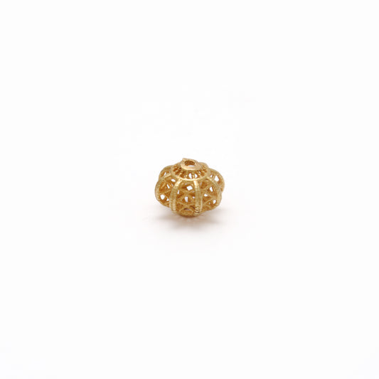 18KT Solid Yellow Gold Floral Gold Spacer Bead Components 6x7mm - view 3