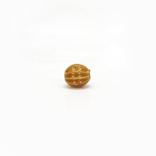18K Solid Yellow Gold 5x6mm Oval Gold Spacer Bead Components - view 3