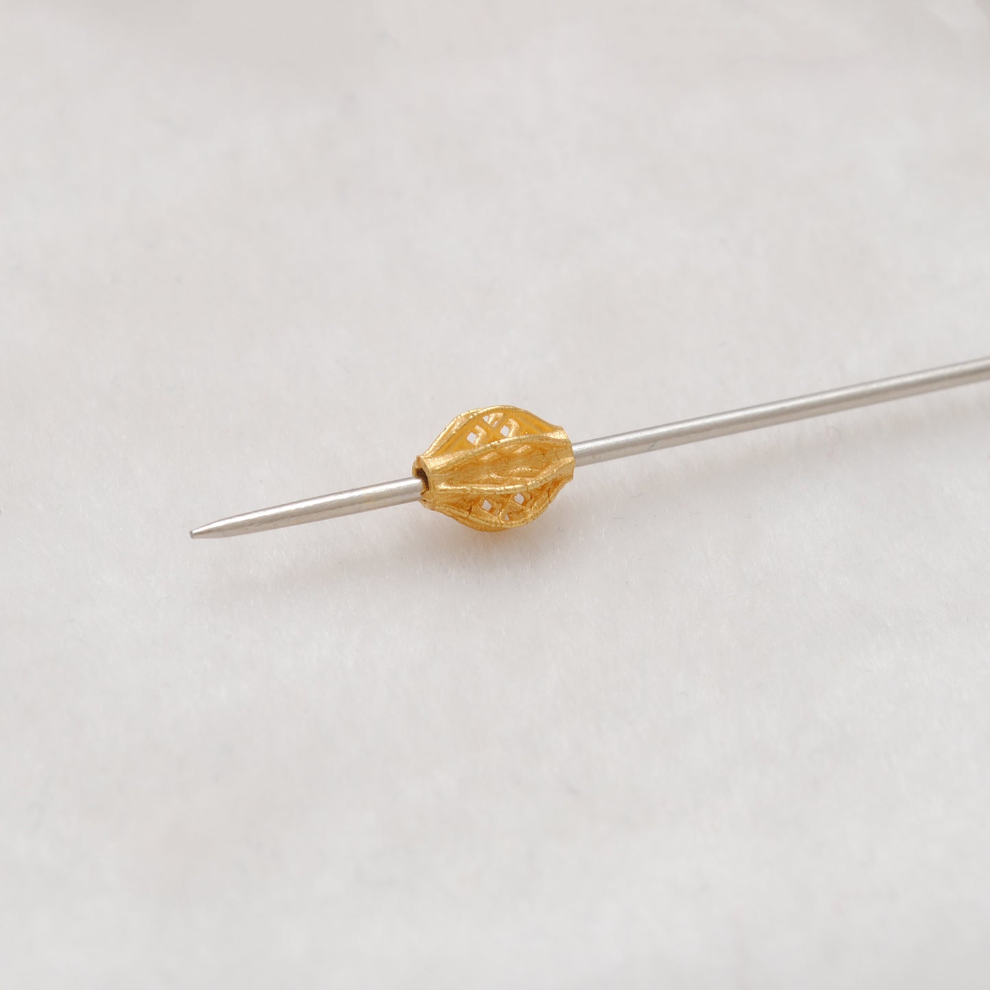 18 Karat Solid Yellow Gold Oval Gold Spacer Bead Components 5x7mm