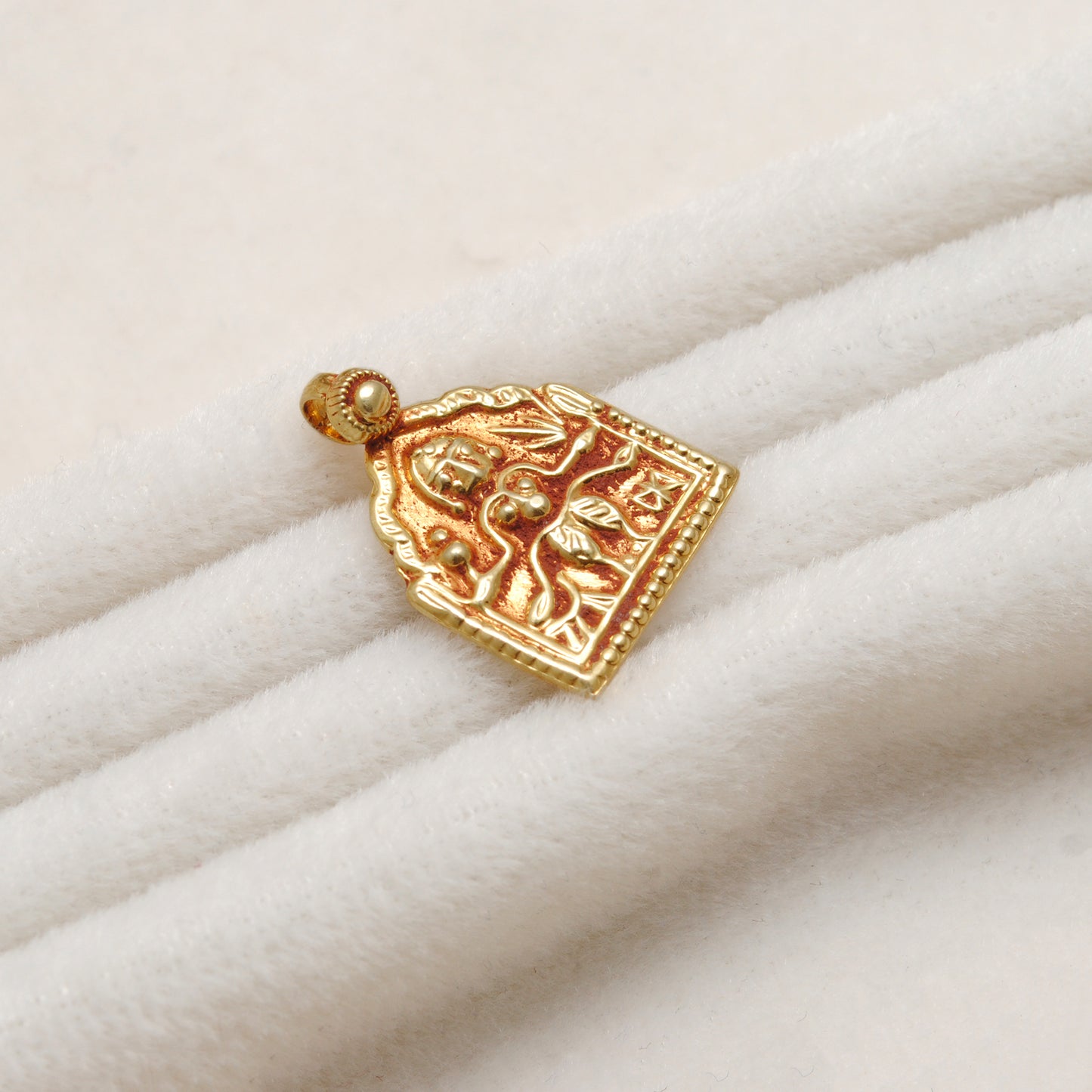 18K Gold Durga Indian Goddess Charm Pendant