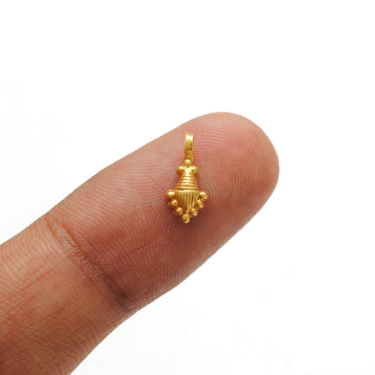 18K Solid Yellow Gold Fancy Charm 11x5mm - view 3
