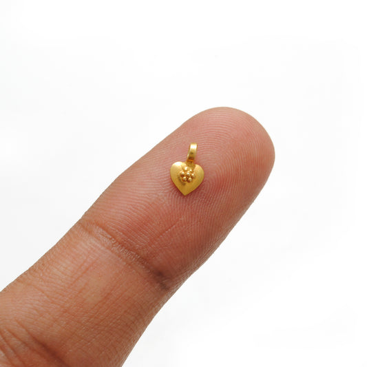 18k Solid Gold Heart Charm Pendant - view 3