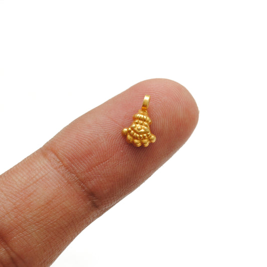 18k Solid Yellow Gold Antique Bail Charm Pendant 9x6mm - view 3