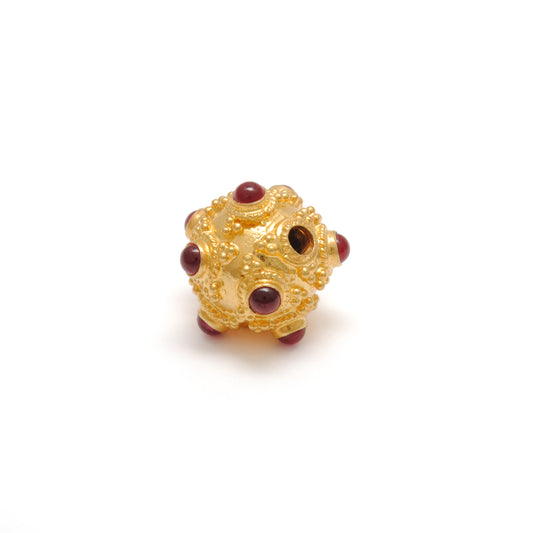 18 Carat Gold Ruby Vintage Ball Spacer Beads-11 mm