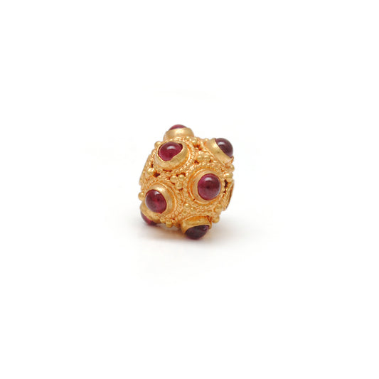 18 Carat Gold Ruby Ball Spacer Beads 9mm - view 3