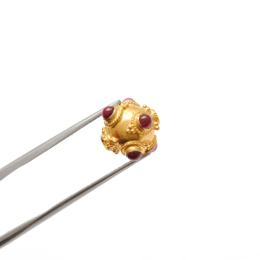 18KTT Gold Gemstone Ball Beads-10X9 mm - view 3