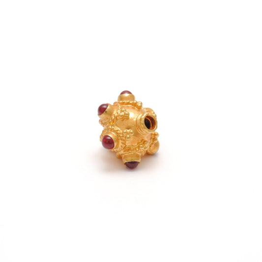 18 Karat Gold Ruby Gemstone Round Spacer Beads, Jewelry - view 3