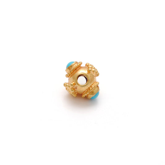 18 Carat Gold Stone studded Fancy Rondelle Spacer Bead 6mm - view 3