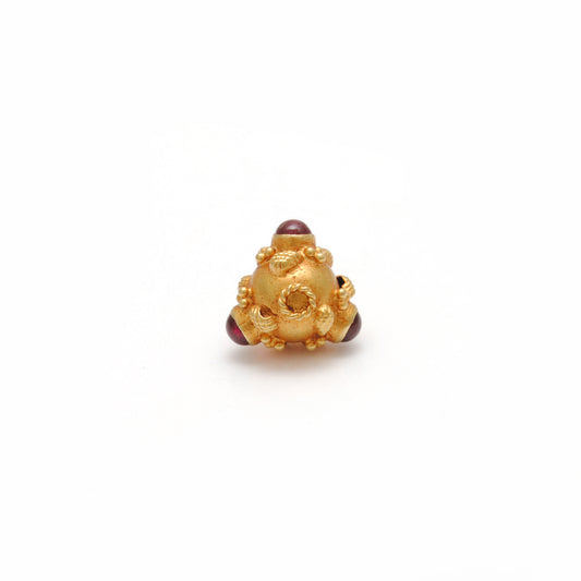 18k Gold Roundel Bead with Hydro Red Stone