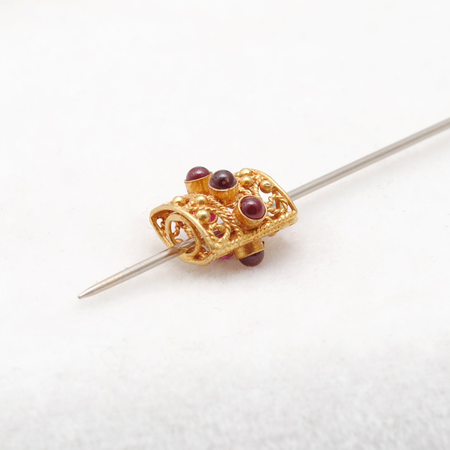 Handmade 18 Karat Yellow Gold Stone Studded Rectangle Gold Spacer Bead Components