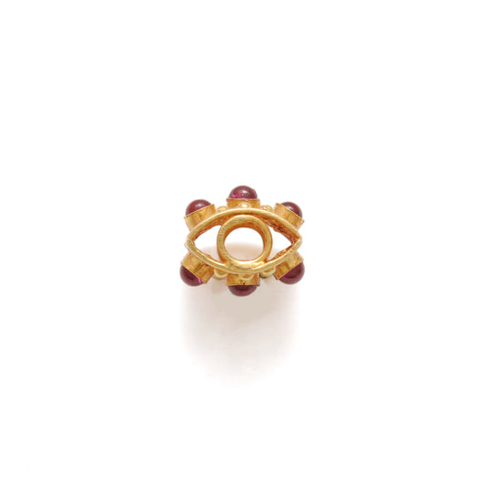 Handmade 18 Karat Yellow Gold Stone Studded Rectangle Gold Spacer Bead Components - view 3