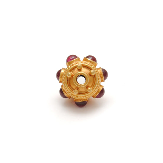 18KTT Gold Ruby Round Spacer Beads 9mm - view 3