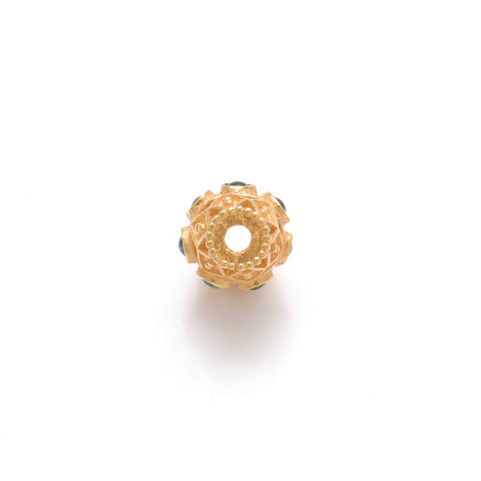 18 Karat Gold Marquise Spacer Beads with Stone Inlay - 11X8 - view 3