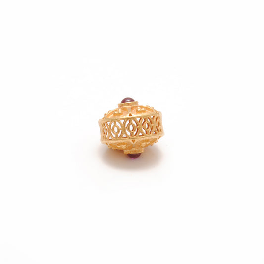 18 Carat Gold Fancy Rondelle DIY Beads With Red Stones - view 3