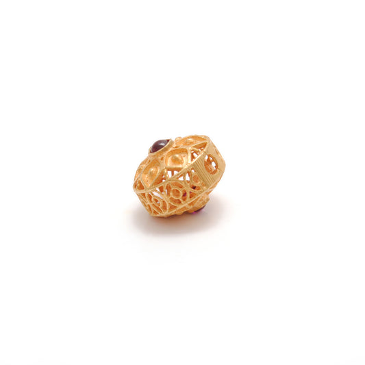 18 Carat Gold Fancy Flower Engraved Gemstone Rondelle Beads
