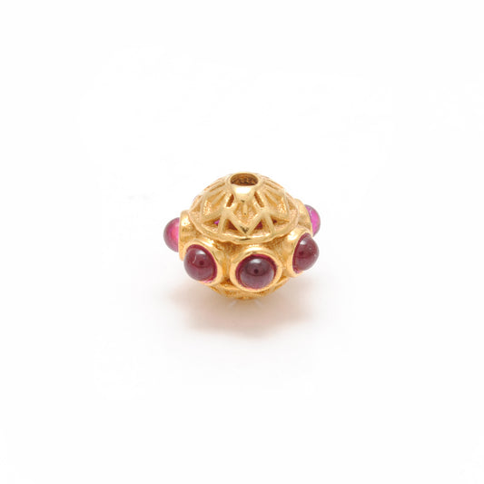 18K Gold Stones Studded Rondelle Beads - view 3