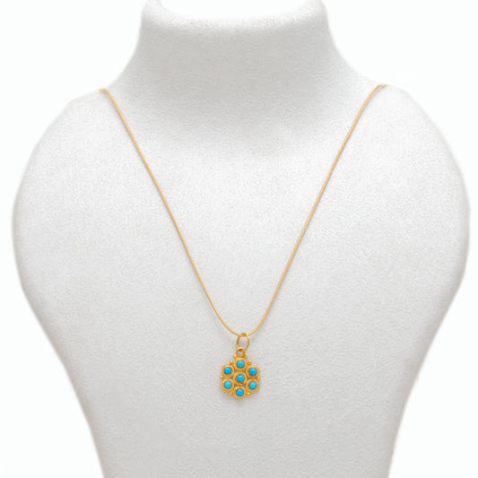 Antique Style 18k Yellow Gold Pendant With Stone - view 3