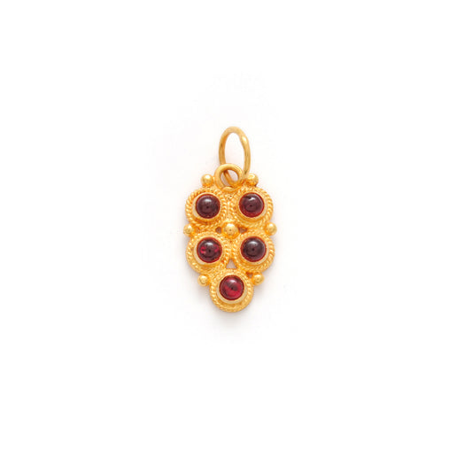 18k Yellow Gold Fancy Stone Studded Charm Pendant 15mm