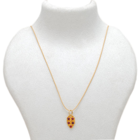 18k Yellow Gold Fancy Stone Studded Charm Pendant 15mm - view 3