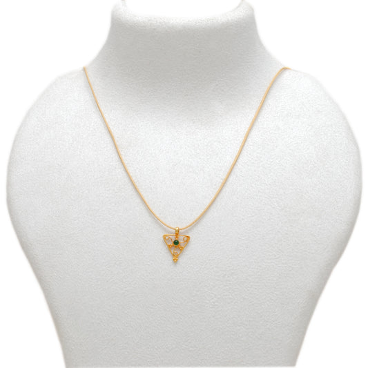 18k Solid Yellow Gold Stone Studded Triangle Charm 12x11mm - view 3