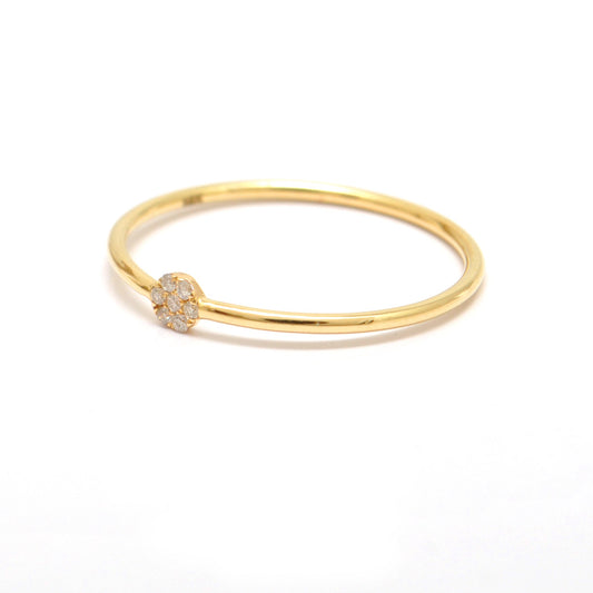 14k Solid Yellow Gold Natural Diamond Minimalist Solitaire Ring 7 US