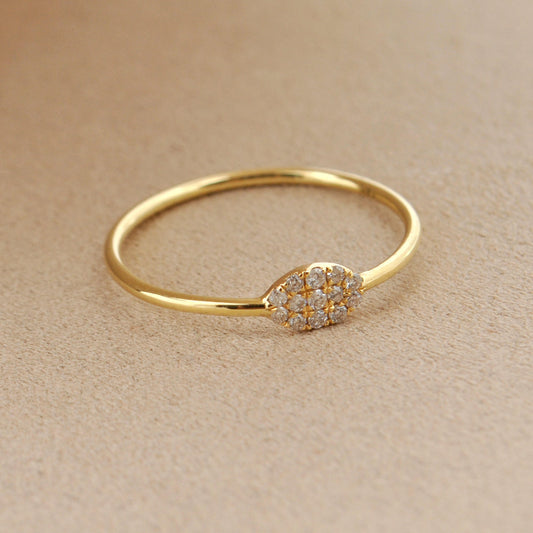 14k Solid Yellow Gold Natural Diamond Solitaire Ring