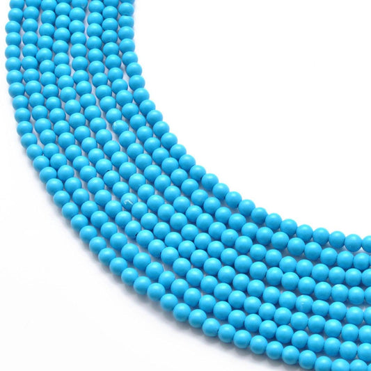 Blue Turquoise Round Gemstone 3-3.5mm Beads 12.5 inch
