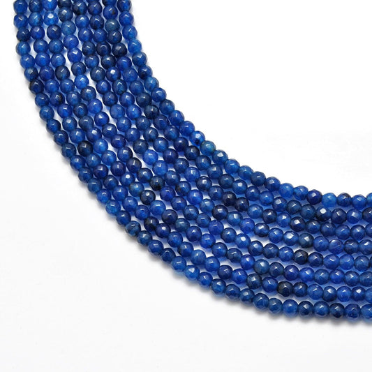 Blue Quartz Round Faceted Gemstone Beads 15" Strand