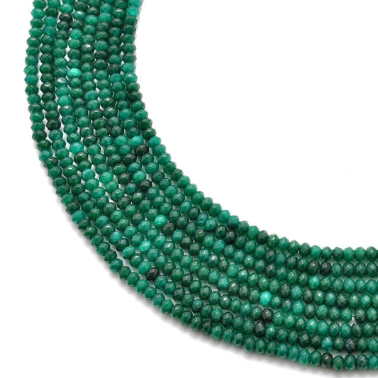 Green Quartz Faceted Rondelle Gemstone Beads 13" Strand