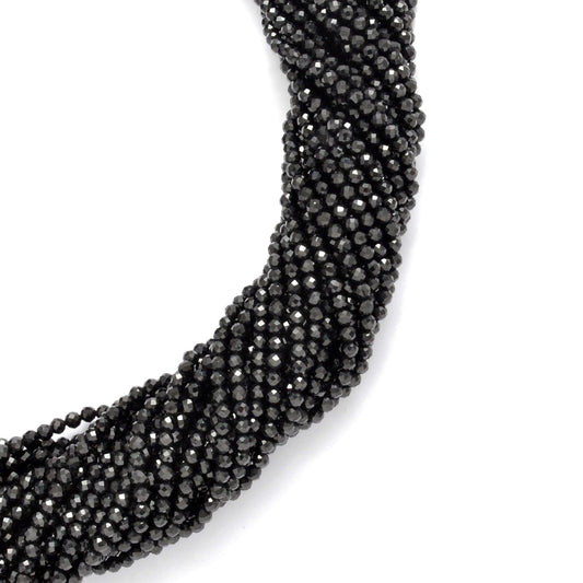 Natural Black Spinel Round Faceted Gemstone Beads - view 3