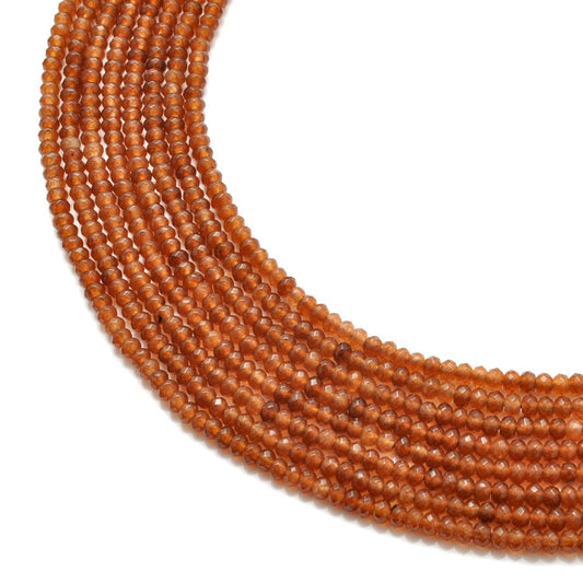 Brown Quartz Faceted Rondelle Gemstone Beads 14" Strand