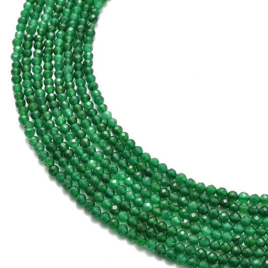 Green Quartz Faceted Round Gemstone Beads 14" Strand
