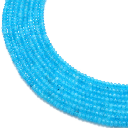 Blue Apatite Quartz Rondelle Faceted Gemstone Beads 14" Strand
