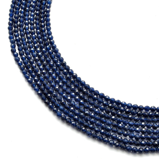 Blue Quartz Round Faceted Gemstone Beads 13.5" Strand