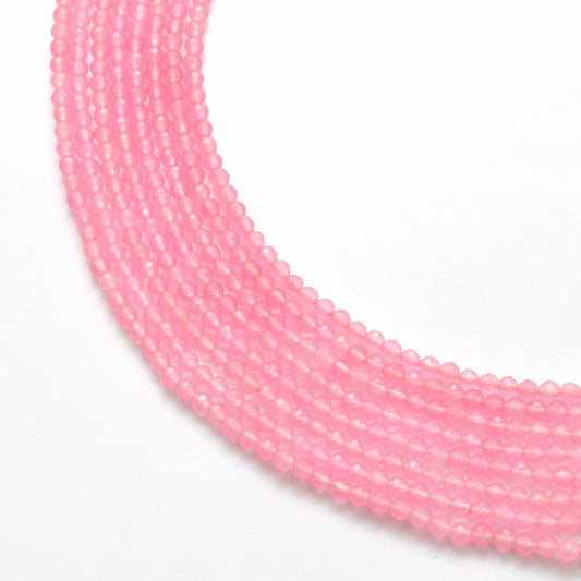 Rose Quartz Faceted Round Gemstone Beads 13.5" Strand